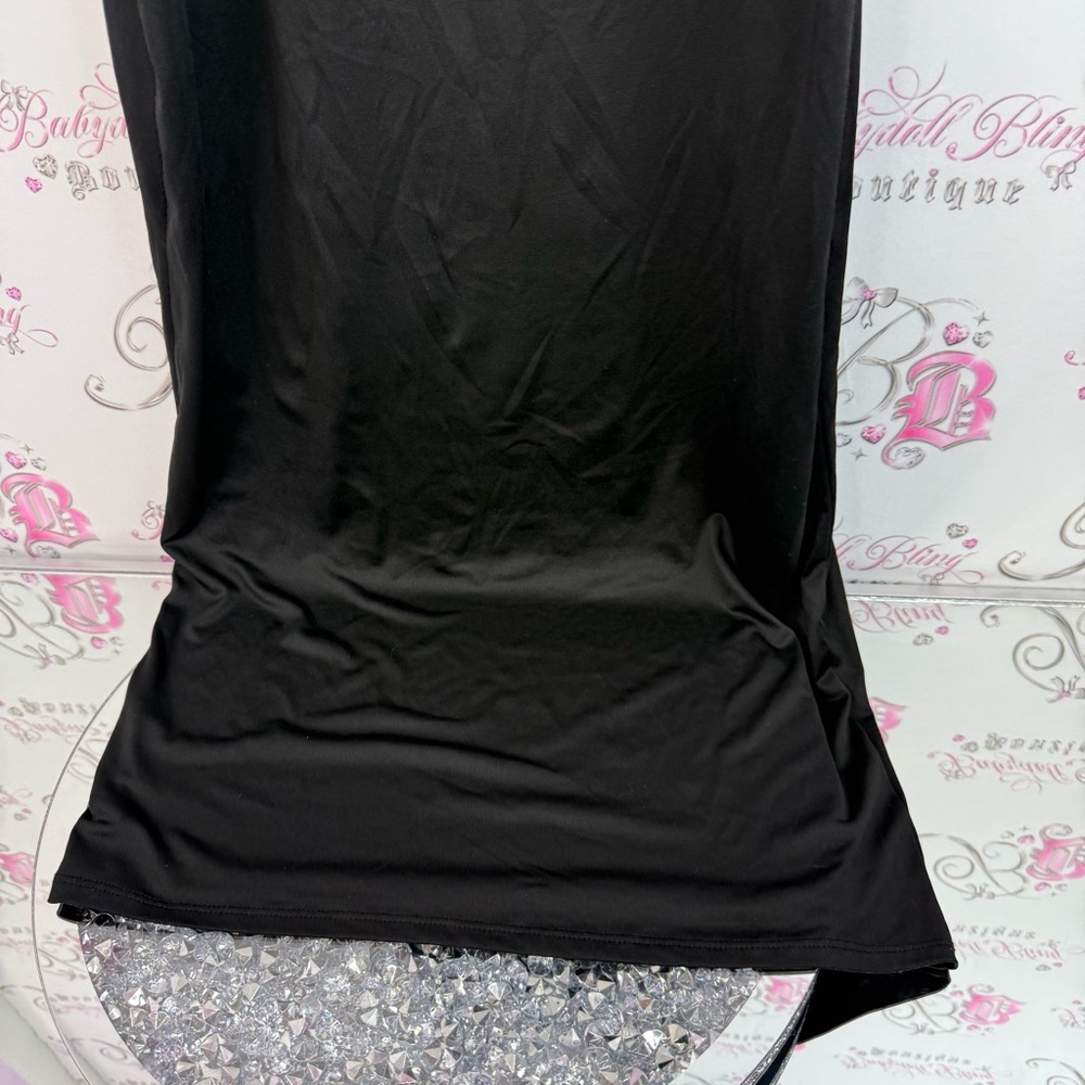 I am brave dress maxi long black stretchy slip Sleek Black Chemise - Picture 4 of 10